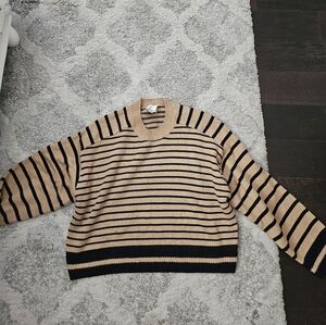 Striped Tan and Black Women's Sweater
